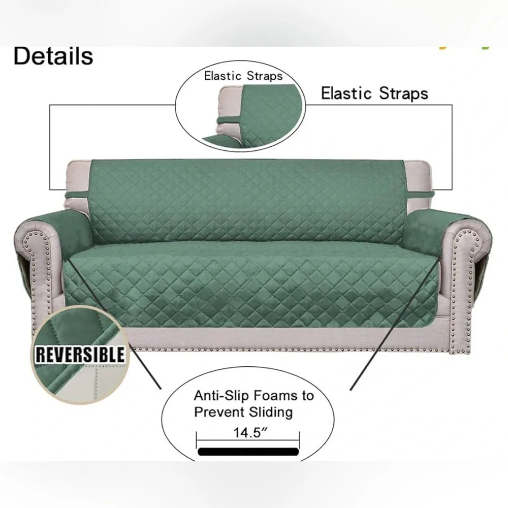 Easy-Going 4-Seater Quilted Reversible Water-Resistant Couch Sofa Cover
